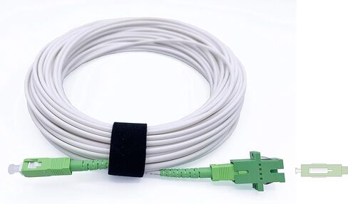 Elfcam® - 5m/16.4ft Fiber Optic Cable Singlemode SC/APC to SC/APC, Delivery with The Coupler for Extending Fiber Optic Cable, Compatible with FTTH Cable, White, 5 Meters in Saudi Arabia