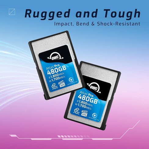 OWC 480GB Atlas Pro High Performance Cfexpress 4.0 Type A Memory Card Professional Grade, up to 1850MB/s Read and 1700MB/s Write Speed, Type A to Type B Adapter Included in Saudi Arabia
