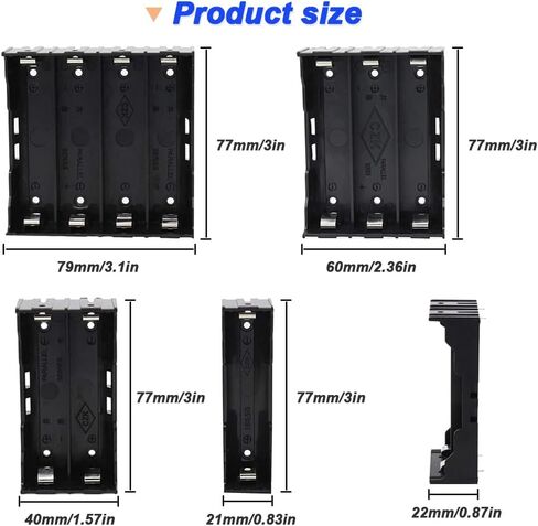 18650 Battery Case Holder, 4 Types of 18650 Battery Boxes 1/2/3/4 Slot x 3.7V Battery Storage Box with Pin for DIY Parallel or Series Circuit PCB Projects (8 Pack) in Saudi Arabia