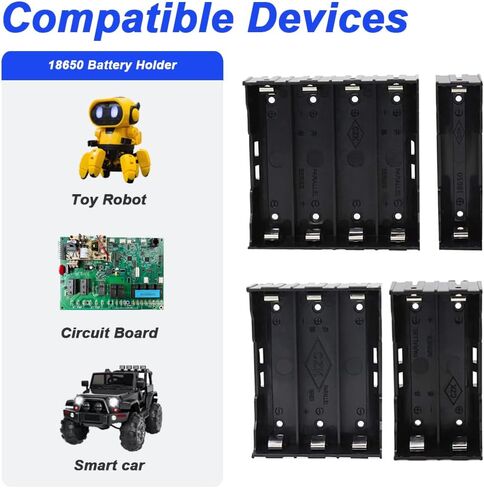 18650 Battery Case Holder, 4 Types of 18650 Battery Boxes 1/2/3/4 Slot x 3.7V Battery Storage Box with Pin for DIY Parallel or Series Circuit PCB Projects (8 Pack) in Saudi Arabia