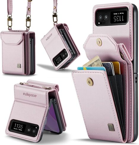ASAPDOS Crossbody Case Compatible with Motorola Razr 2023,Retro PU Leather Strap Wristlet Flip Case with Magnetic Closure and Card Holder for Men WomenBlack in Saudi Arabia