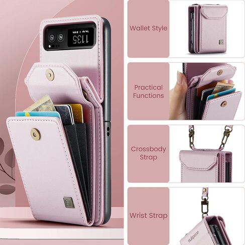 ASAPDOS Crossbody Case Compatible with Motorola Razr 2023,Retro PU Leather Strap Wristlet Flip Case with Magnetic Closure and Card Holder for Men WomenBlack in Saudi Arabia