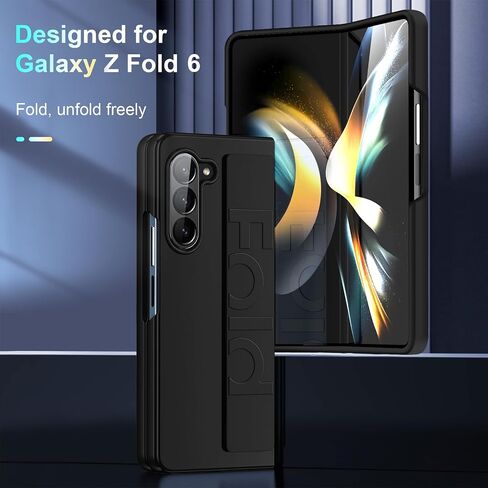 حافظة Migexxkj لهاتف Samsung Galaxy Z Fold 6 مع حزام أسود، غطاء صلب مقاوم للصدمات من البولي كربونات الصلب غير اللامع، حافظة هاتف رفيعة لهاتف Samsung Galaxy Z Fold 6 5G 2024 (شفاف) in Saudi Arabia