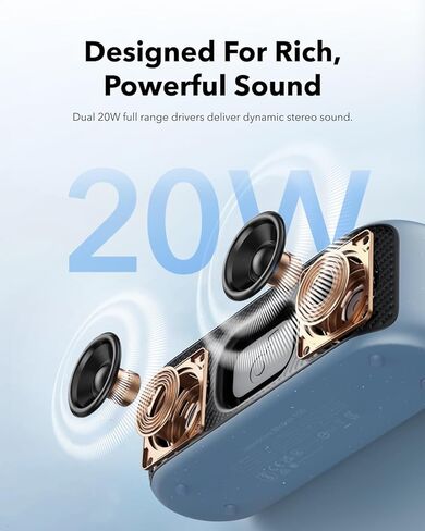 مكبر صوت محمول Soundcore Motion 100، مكبر صوت بلوتوث مع تقنية Hi-Res اللاسلكية، 2 مشغلات كاملة النطاق لصوت ستيريو، تصميم محمول للغاية للاستخدام في الهواء الطلق، EQ قابل للتخصيص، Bass Punchy، وIPX7 in Kuwait