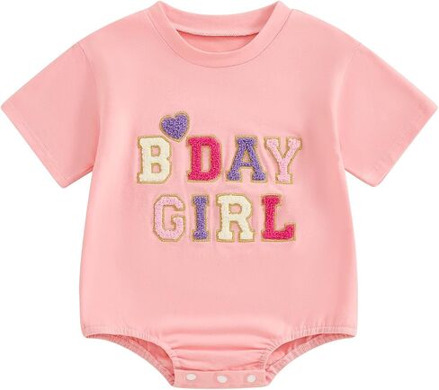 Kayotuas 1st Birthday Outfit Girl,First Birthday Outfit Boy,Baby Tshirt Bubble Romper Cute Embroidery Short Sleeve Bodysuit in Saudi Arabia