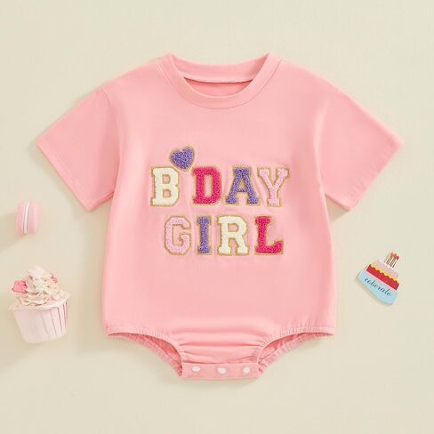 Kayotuas 1st Birthday Outfit Girl,First Birthday Outfit Boy,Baby Tshirt Bubble Romper Cute Embroidery Short Sleeve Bodysuit in Saudi Arabia