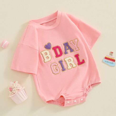 Kayotuas 1st Birthday Outfit Girl,First Birthday Outfit Boy,Baby Tshirt Bubble Romper Cute Embroidery Short Sleeve Bodysuit in Saudi Arabia