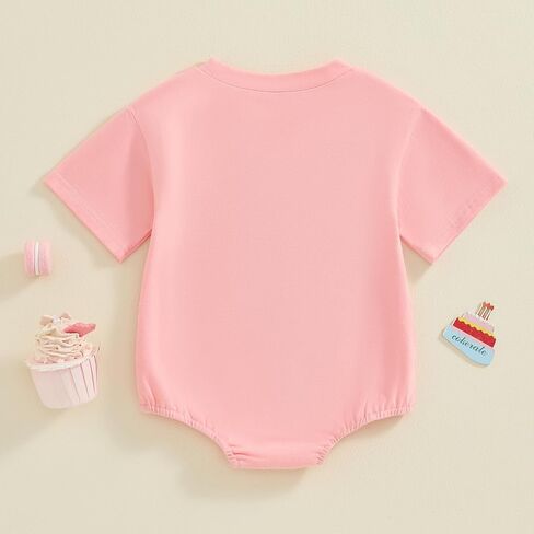Kayotuas 1st Birthday Outfit Girl,First Birthday Outfit Boy,Baby Tshirt Bubble Romper Cute Embroidery Short Sleeve Bodysuit in Saudi Arabia