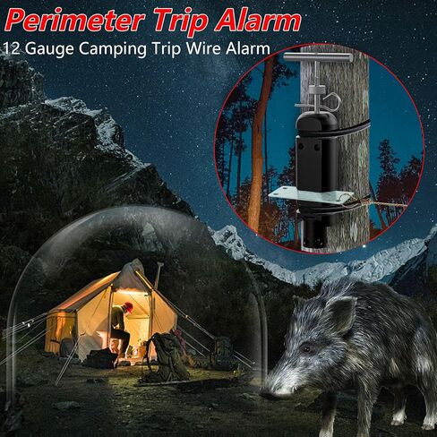 إنذار رحلة محيطية مع محول أحمال 22 كالوري، 12 سلك إنذار للتخييم بقياس 12، ملحقات نظام أمان للإنذار المبكر للتخييم وسلامة الممتلكات/رادع الدب (أسود) in Kuwait