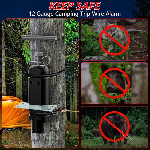 إنذار رحلة محيطية مع محول أحمال 22 كالوري، 12 سلك إنذار للتخييم بقياس 12، ملحقات نظام أمان للإنذار المبكر للتخييم وسلامة الممتلكات/رادع الدب (أسود) in Kuwait