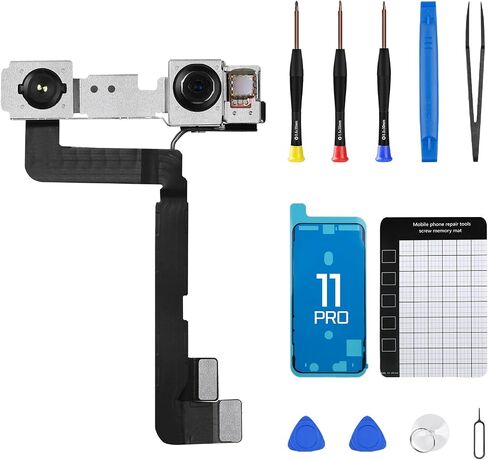 for iPhone 11 Pro Front Facing Camera Replacement Part Repair Kit 12MP 5.8" with OEM Lens Module Structured Light Receiver Transmitter Flex Cable Complete Fix Tools 11pro A2160 A2217 A2215 in Saudi Arabia