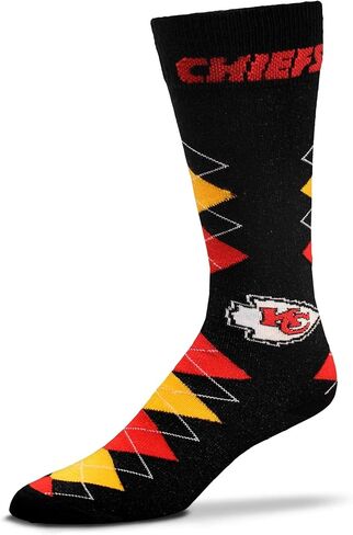 FBF - NFL Adult Team Logo Fan Nation Black Argyle Crew Dress Socks Footwear for Men and Women Game Day Apparel in Saudi Arabia