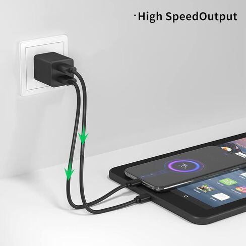 شاحن لجهاز Kindle Fire، يتضمن كابل USB بطول 6 أقدام لشحن جهاز لوحي Fire HD جديد وقارئ إلكتروني (يناسب جهاز Fire HD 6 7 8 10، Fire 7 8 10 Plus وإصدار الأطفال، Kids Pro، قارئ Kindle الإلكتروني، Paperwhite، Oasis) in Kuwait