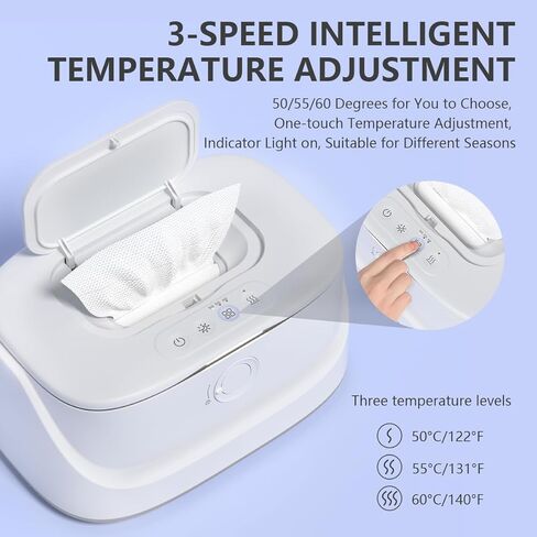 Baby Wipe Warmer and Baby Wet Wipes Dispenser, 3 Modes of Temperature Heating Control, Large Capacity with Night Light Portable Diaper Wipes Warmer for Newborn Baby, Baby Shower Gifts White in Kuwait
