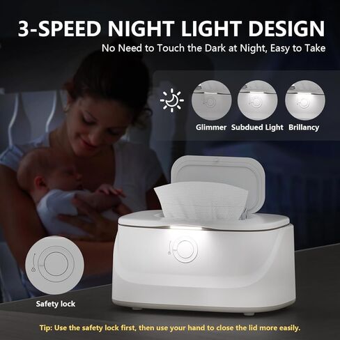 Baby Wipe Warmer and Baby Wet Wipes Dispenser, 3 Modes of Temperature Heating Control, Large Capacity with Night Light Portable Diaper Wipes Warmer for Newborn Baby, Baby Shower Gifts White in Kuwait