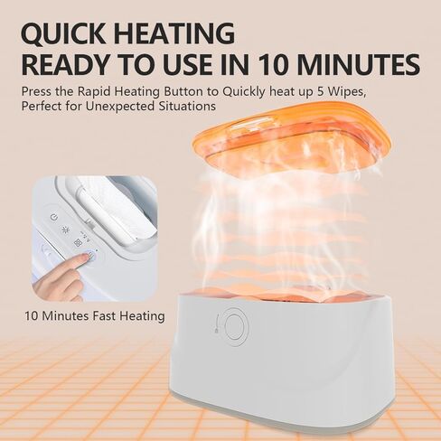 Baby Wipe Warmer and Baby Wet Wipes Dispenser, 3 Modes of Temperature Heating Control, Large Capacity with Night Light Portable Diaper Wipes Warmer for Newborn Baby, Baby Shower Gifts White in Kuwait