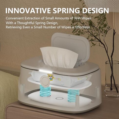 Baby Wipe Warmer and Baby Wet Wipes Dispenser, 3 Modes of Temperature Heating Control, Large Capacity with Night Light Portable Diaper Wipes Warmer for Newborn Baby, Baby Shower Gifts White in Kuwait