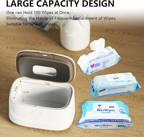 Baby Wipe Warmer and Baby Wet Wipes Dispenser, 3 Modes of Temperature Heating Control, Large Capacity with Night Light Portable Diaper Wipes Warmer for Newborn Baby, Baby Shower Gifts White in Kuwait