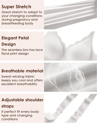 Nursing Bras for Breastfeeding and Pumping Maternity Nursing & Maternity Bras Seamless Wireless Padded Nursing Bra in Saudi Arabia