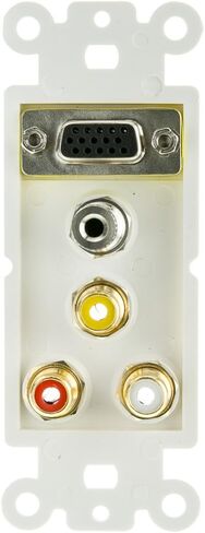 Decora 2 RCA Wall Plate Insert, White, RCA Stereo Couplers (Red/White), 2 RCA Female Insert for sub woofer, Stereo Ports in Saudi Arabia