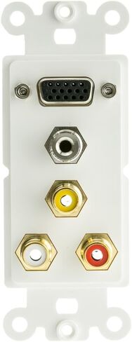 Decora 2 RCA Wall Plate Insert, White, RCA Stereo Couplers (Red/White), 2 RCA Female Insert for sub woofer, Stereo Ports in Saudi Arabia