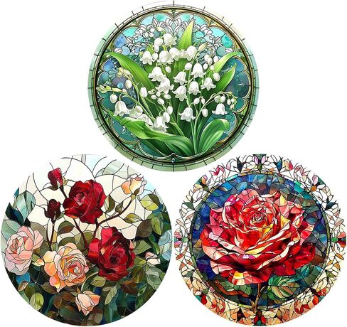 3 Styles Flower Window Stickers,Rose Plum Lotus Floral Grass Window Decals Glass Window Doors Window Stickers Gifts for Mom Teachers (CHA008) in Saudi Arabia