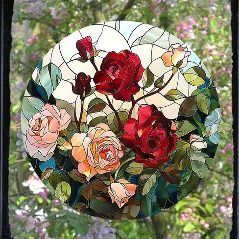3 Styles Flower Window Stickers,Rose Plum Lotus Floral Grass Window Decals Glass Window Doors Window Stickers Gifts for Mom Teachers (CHA008) in Saudi Arabia
