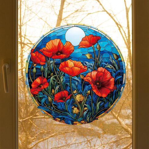 3 Styles Flower Window Stickers,Rose Plum Lotus Floral Grass Window Decals Glass Window Doors Window Stickers Gifts for Mom Teachers (CHA008) in Saudi Arabia