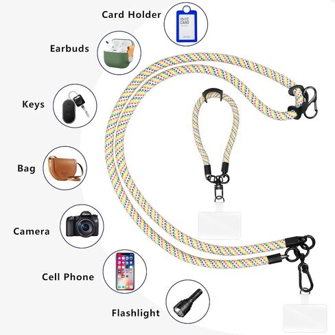 2X Universal Cell Phone Lanyard, Wrist Lanyard Strap, Adjustable Neck Strap Crossbody for iPhone/Samsung/Handbag/Bag/Purse/Keys, Black&White in Saudi Arabia