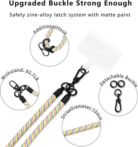 2X Universal Cell Phone Lanyard, Wrist Lanyard Strap, Adjustable Neck Strap Crossbody for iPhone/Samsung/Handbag/Bag/Purse/Keys, Black&White in Saudi Arabia