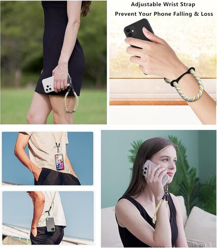 2X Universal Cell Phone Lanyard, Wrist Lanyard Strap, Adjustable Neck Strap Crossbody for iPhone/Samsung/Handbag/Bag/Purse/Keys, Black&White in Saudi Arabia