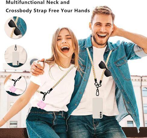 2X Universal Cell Phone Lanyard, Wrist Lanyard Strap, Adjustable Neck Strap Crossbody for iPhone/Samsung/Handbag/Bag/Purse/Keys, Black&White in Saudi Arabia
