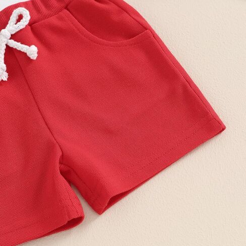 Hoanselay Toddler 4th Of July Baby Boy Outfit Summer Clothes Red White and Blue Tshirts & Elastic Waist Shorts 2Pcs Set in Saudi Arabia