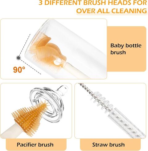 6 in1 Travel Bottle Cleaner kit,Baby Essentials,with 360° Cleaning Baby Bottle Brush, Nipple Brush, Straw Cleaner Brush, Soap Dispenser, Storage Box,Bottle Drying Rack for Home and Travel in Kuwait