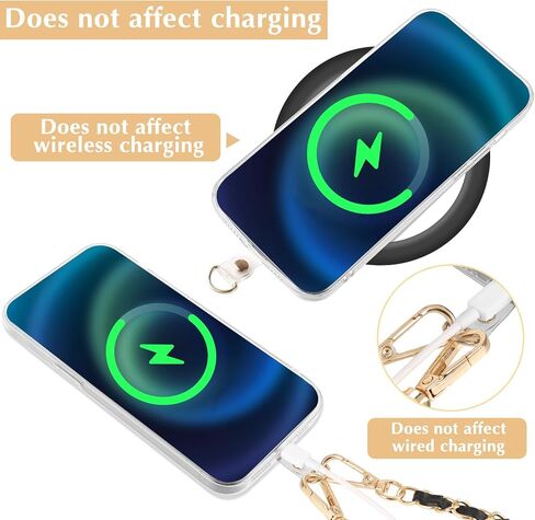 PU Leather Crossbody Phone Lanyard for Women, Metal Cell Phone Chain Strap Neck Phone Charm Hands Free Cellphone Neck Strap Grip Compatible With Most Smartphones in Saudi Arabia