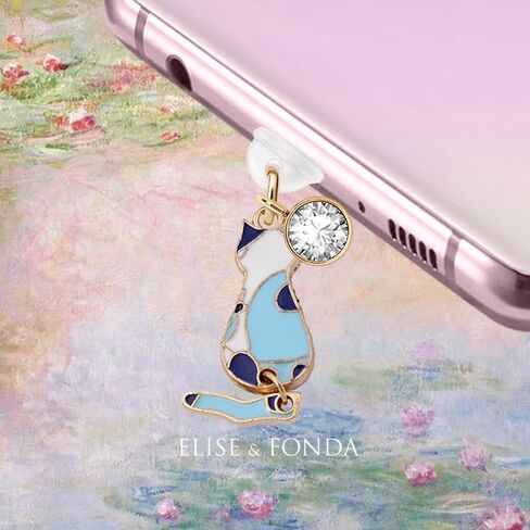 ELISE & FONDA TP356 Type-C USB Charging Port Anti Dust Plug Little Cat Kitten Cell Phone Charm for iPhone 15 and Samsung/OnePlus/Xiaomi/oppo Android Phones (Blue) in Saudi Arabia