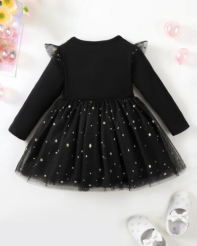 Baby Girls Dresses Toddler Long Ruffle Sleeve Tutu Skirt Tulle Dress Princess Outfits Set 3-24 Months in Saudi Arabia