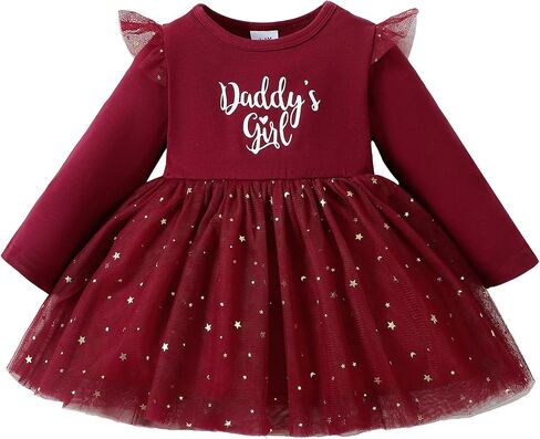 Baby Girls Dresses Toddler Long Ruffle Sleeve Tutu Skirt Tulle Dress Princess Outfits Set 3-24 Months in Saudi Arabia