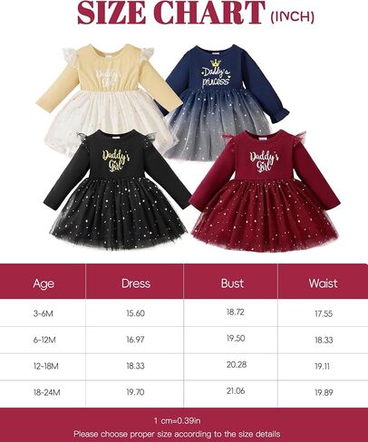 Baby Girls Dresses Toddler Long Ruffle Sleeve Tutu Skirt Tulle Dress Princess Outfits Set 3-24 Months in Saudi Arabia