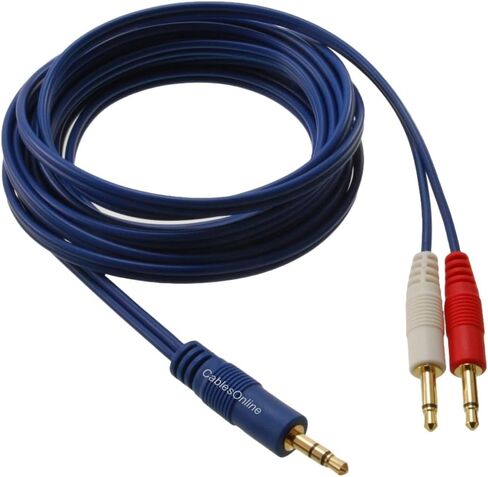 CablesOnline, 6ft 3.5mm (1/8") TRS Stereo Male to Dual (Rd/Wh) 3.5mm (1/8") TS Mono Male Blue Audio Breakout Cable, AM-606C in Saudi Arabia