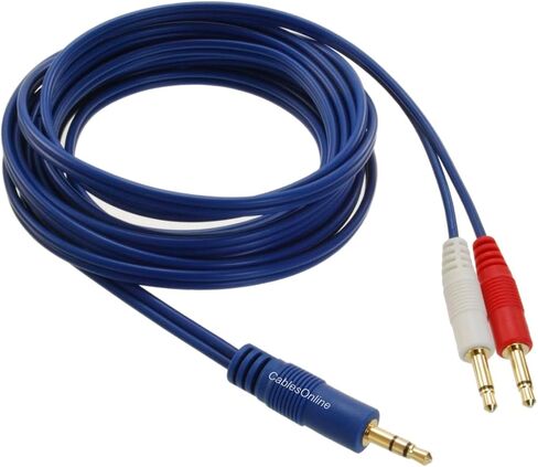 CablesOnline, 6ft 3.5mm (1/8") TRS Stereo Male to Dual (Rd/Wh) 3.5mm (1/8") TS Mono Male Blue Audio Breakout Cable, AM-606C in Saudi Arabia