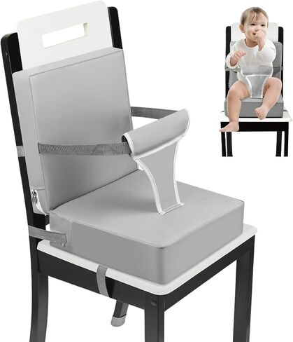 PandaEar Toddler Booster Seat for Dining Table, Portable Increasing Booster Cushion with Backrest & Adjustable Seat Belt for Kids Children, Non-Slip Bottom (Grey) in Saudi Arabia