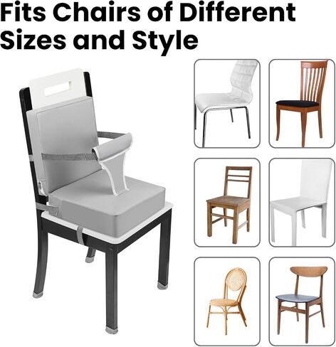 PandaEar Toddler Booster Seat for Dining Table, Portable Increasing Booster Cushion with Backrest & Adjustable Seat Belt for Kids Children, Non-Slip Bottom (Grey) in Saudi Arabia