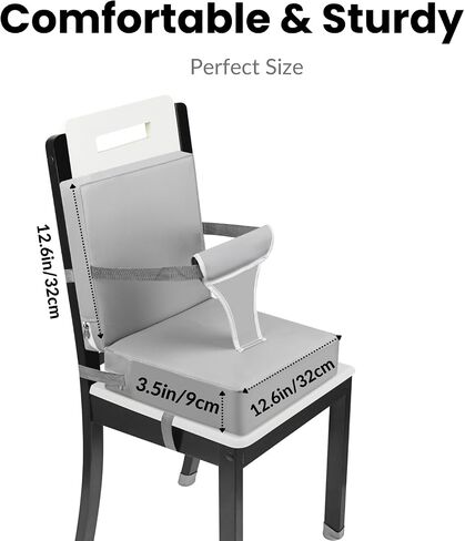 PandaEar Toddler Booster Seat for Dining Table, Portable Increasing Booster Cushion with Backrest & Adjustable Seat Belt for Kids Children, Non-Slip Bottom (Grey) in Saudi Arabia