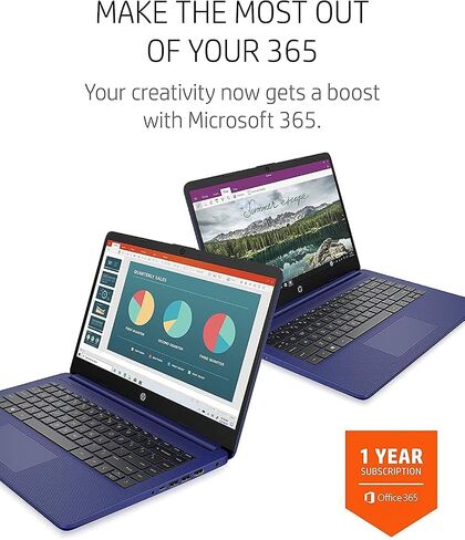 HP 14" HD Laptop Light-Weight, 16GB RAM, 1TB SSD + 64GB eMMC, AMD 3000 Series Processor, WiFi, Bluetooth, USB A&C, HDMI, Webcam, Win10, Blue, 1 Year Microsoft Office 365 + GM Accessory in Saudi Arabia