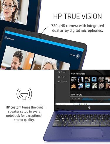HP 14" HD Laptop Light-Weight, 16GB RAM, 1TB SSD + 64GB eMMC, AMD 3000 Series Processor, WiFi, Bluetooth, USB A&C, HDMI, Webcam, Win10, Blue, 1 Year Microsoft Office 365 + GM Accessory in Saudi Arabia