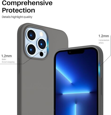 ORNARTO Compatible with iPhone 13 Pro Max Case 6.7", Slim Liquid Silicone 3 Layers Full Covered Soft Gel Rubber Case Cover 6.7 inch-Blue in Saudi Arabia