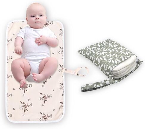Hoky's Hut - Baby Changing Pad & Wet Bag Set, Portable Diaper Changing Pad & Mini Gender Neutral Diaper Bag, Lightweight Changing Pad for Baby Boys & Baby Girls (Floral Print Changing Pad Only) in Saudi Arabia