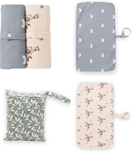 Hoky's Hut - Baby Changing Pad & Wet Bag Set, Portable Diaper Changing Pad & Mini Gender Neutral Diaper Bag, Lightweight Changing Pad for Baby Boys & Baby Girls (Floral Print Changing Pad Only) in Saudi Arabia