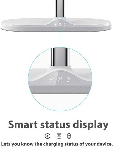 3-in-1 Wireless Charging Station for Apple Devices - Fast Charging Station for iPhone and Watch with MagSafe, Stable Charger Stand for iPhone 12-15 & iPhone 16 & iWatch & AirPods, Adapter Not Included in Saudi Arabia